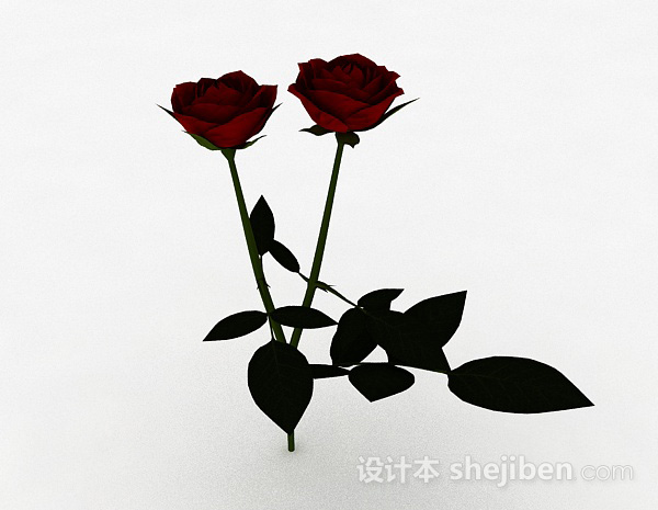设计本红色玫瑰3d模型下载