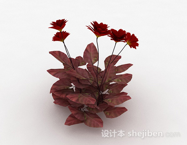设计本红色花朵3d模型下载