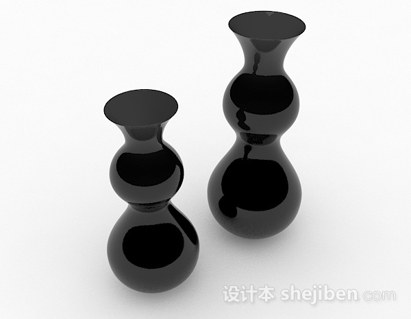 黑色葫芦在陶瓷花瓶3d模型下载