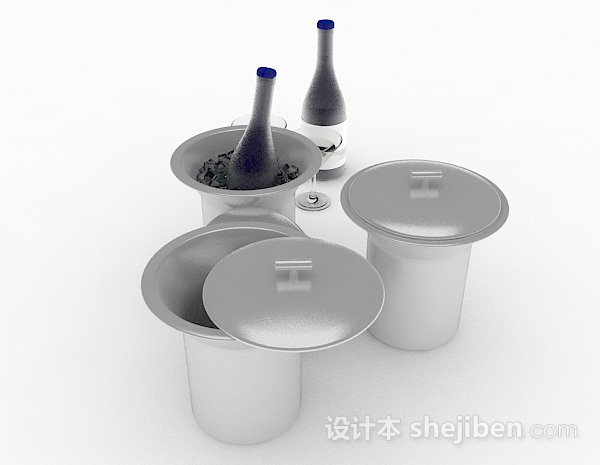 设计本银色红酒冰镇桶3d模型下载