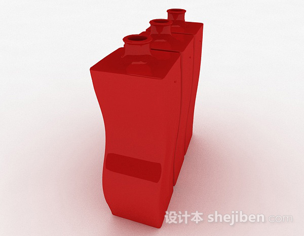 免费红色弯曲造型水瓶3d模型下载
