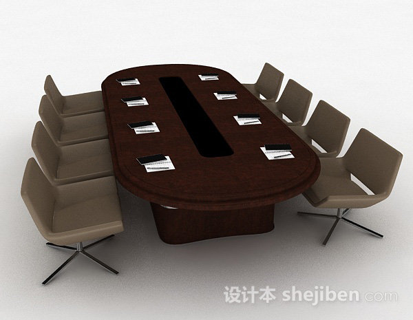 设计本办公会议桌椅组合3d模型下载