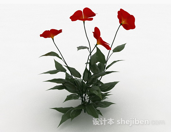 现代风格红色花朵3d模型下载