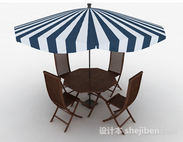 现代风格休闲木质室外餐桌椅3d模型下载
