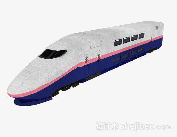 现代风格白色高铁车头3d模型下载