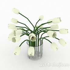 白色花卉家居摆设品3d模型下载