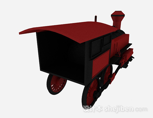 设计本复古红色火车头3d模型下载