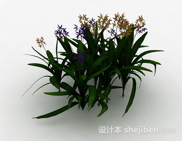公园多色观赏型花卉植物3d模型下载