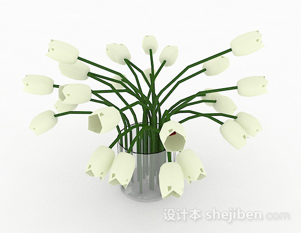免费白色花卉家居摆设品3d模型下载