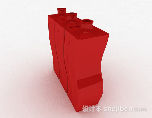 设计本红色弯曲造型水瓶3d模型下载