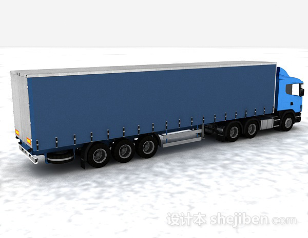 免费蓝色大货车3d模型下载