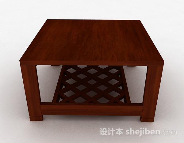 现代风格棕色木质方形茶几3d模型下载