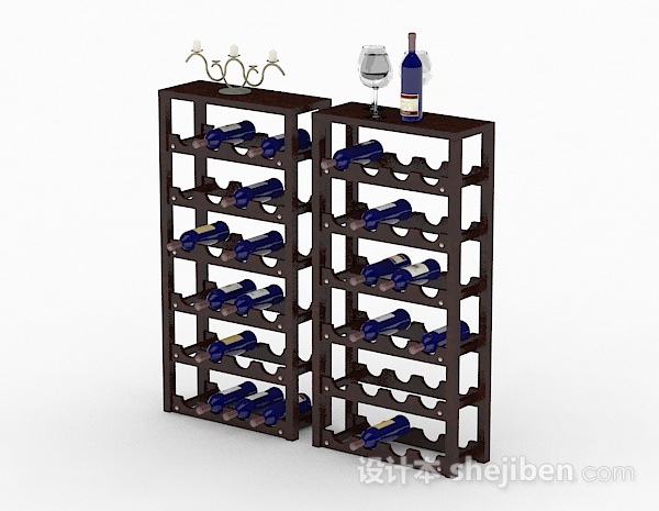 现代风格黑色木质红酒架3d模型下载