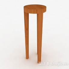 浅木色木质三脚椅3d模型下载
