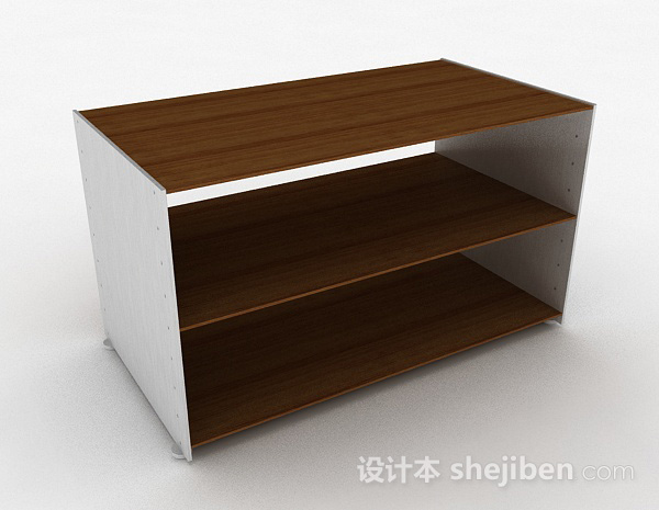 棕色木质简约鞋柜3d模型下载