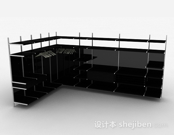 现代风格现代风黑色衣柜3d模型下载