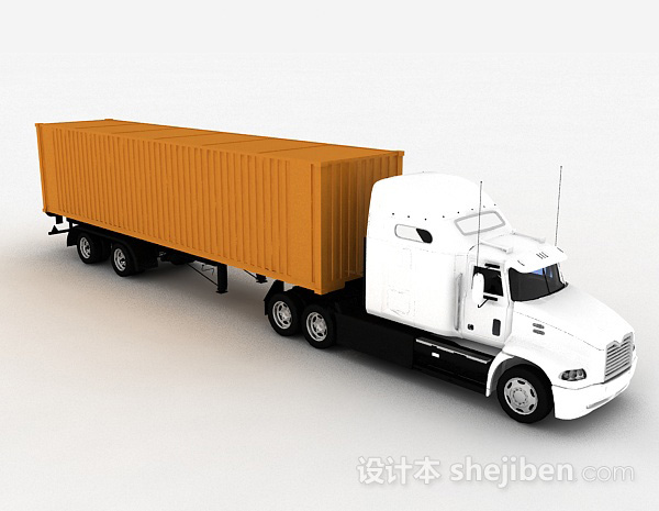 白色集装箱车3d模型下载