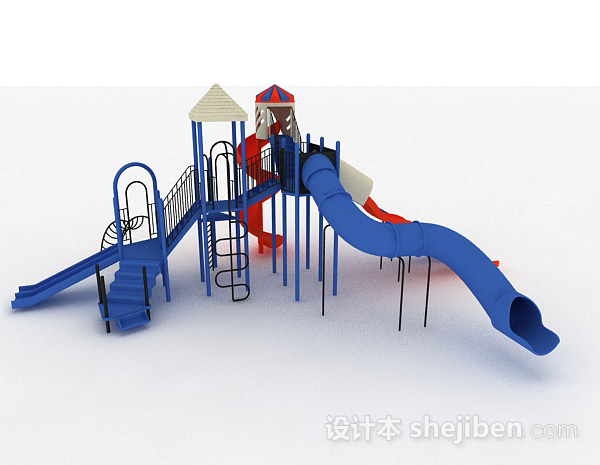 免费红色旋转滑梯3d模型下载