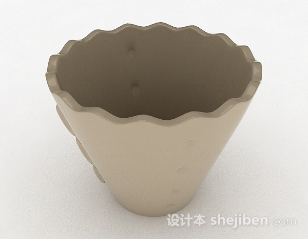 现代风格波浪形陶瓷花钵3d模型下载
