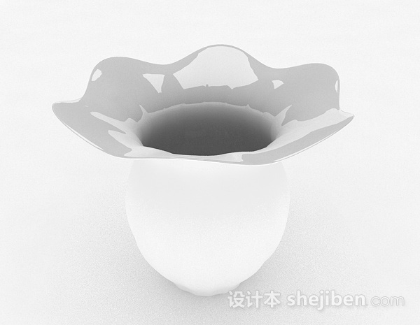 免费现代风格白色曲线瓷器瓶3d模型下载