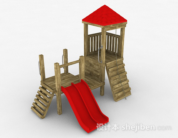 室外公园红色滑滑梯3d模型下载