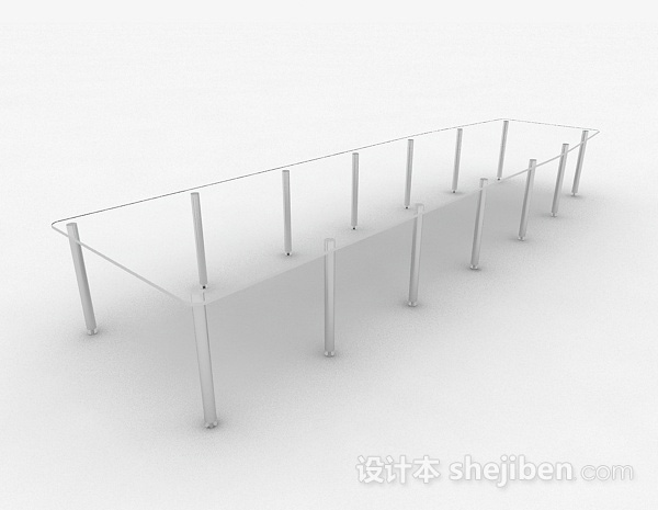 简约玻璃办公会议桌3d模型下载