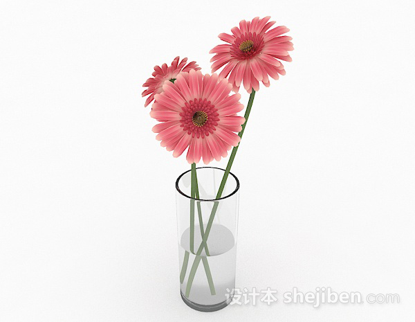 现代风格粉色花朵家居花卉摆设3d模型下载