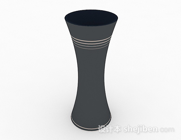 设计本黑色广口花瓶3d模型下载