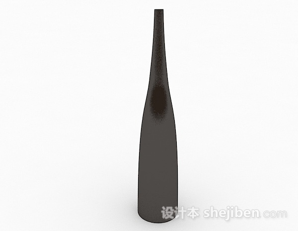 设计本棕色陶瓷花瓶摆件3d模型下载