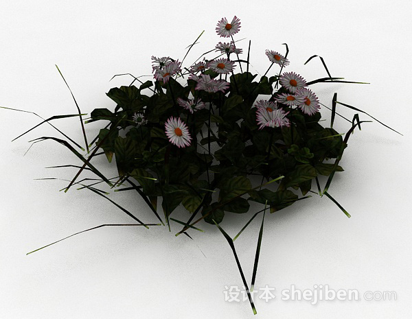设计本白色花朵花丛3d模型下载