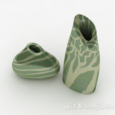 绿色花纹陶瓷花瓶3d模型下载