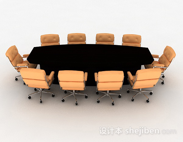 现代风格办公桌椅组合3d模型下载