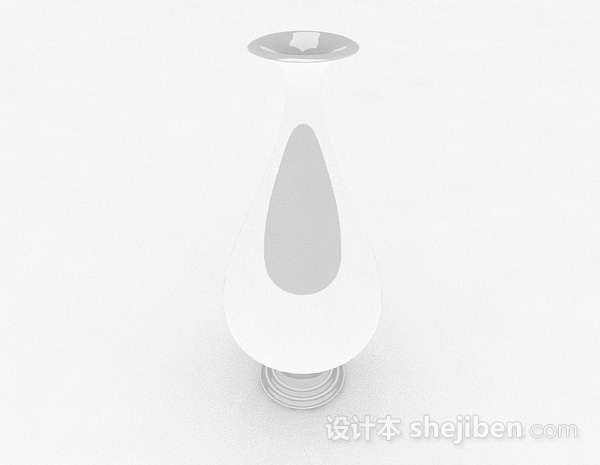 白色喇叭口陶瓷花瓶3d模型下载