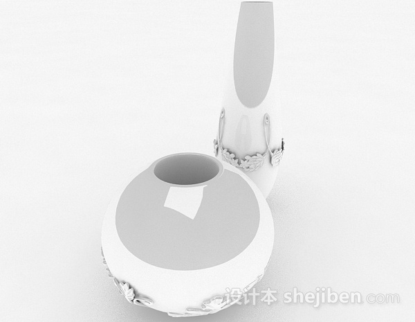 免费白色瓷器花瓶3d模型下载