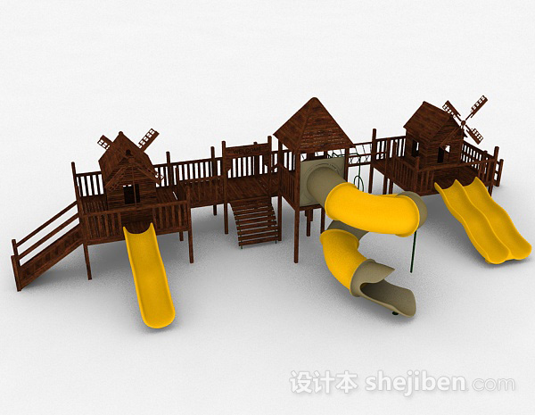 现代风格黄色室外公园滑滑梯3d模型下载