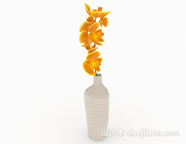 现代风格黄色花卉家居摆设品3d模型下载