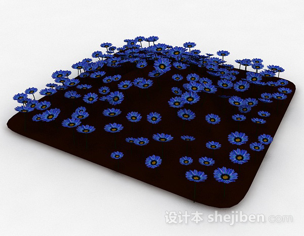 免费海蓝色花卉植物3d模型下载