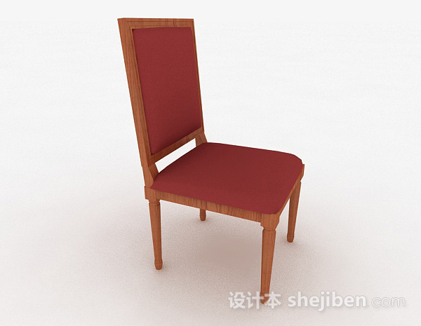 免费欧式风格红色布艺单人椅3d模型下载
