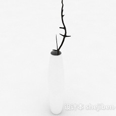 白色花瓶枯枝家居装饰摆设品3d模型下载