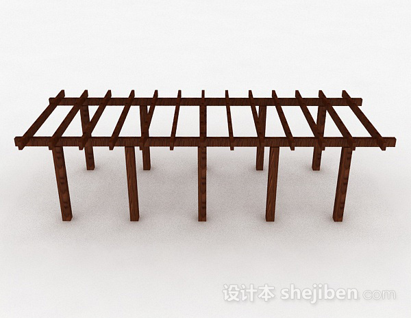 现代风格长方形木质花架3d模型下载