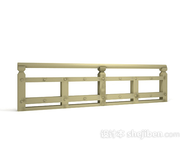 棕色木质栏杆3d模型下载