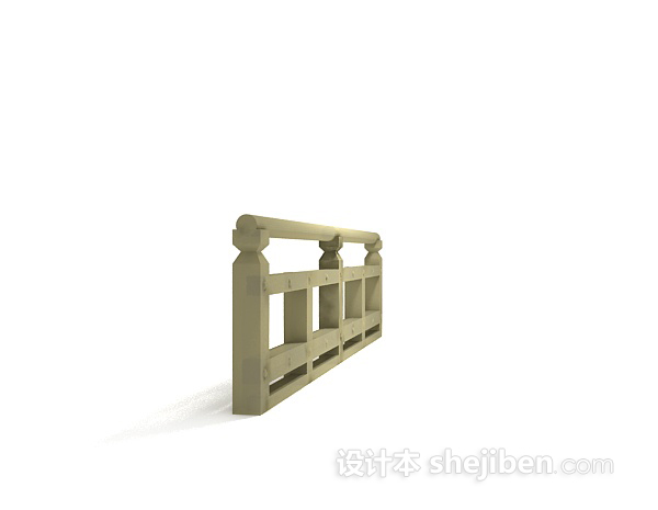 设计本棕色木质栏杆3d模型下载