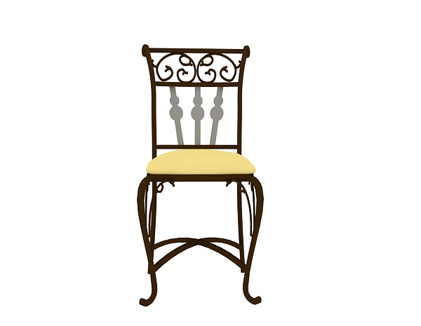 欧式风格黄色铁艺家居椅子3d模型下载