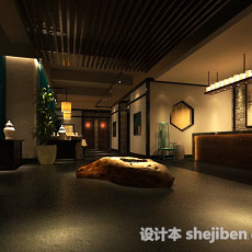 中式大厅3d模型下载