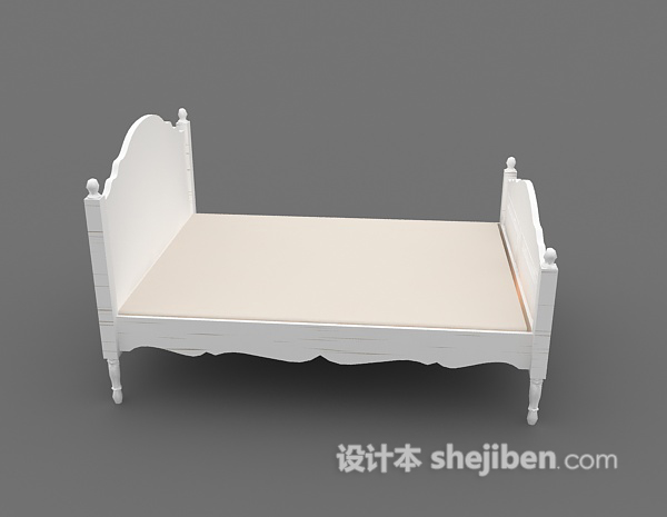 设计本欧式白色双人床3d模型下载