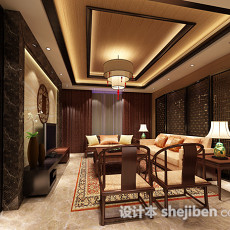 中式客厅吊顶3d模型下载