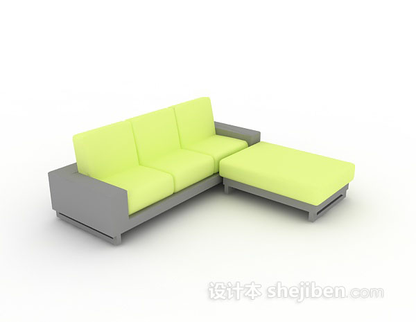现代风格黄色简约多人沙发3d模型下载