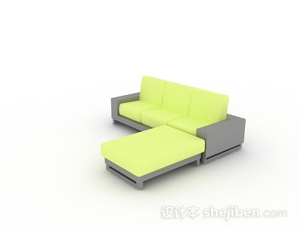 免费黄色简约多人沙发3d模型下载