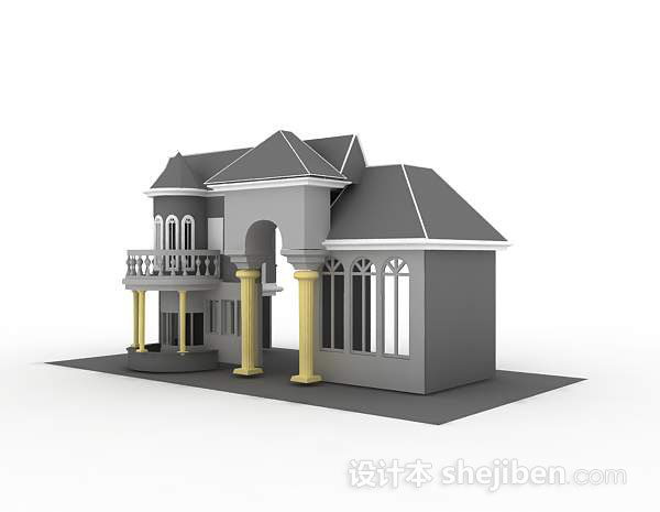 现代风格叠拼式别墅3d模型下载