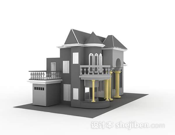 设计本叠拼式别墅3d模型下载